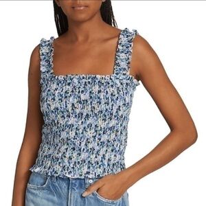 Veronica beard smocked tank top floral Avery size large summer boho romantic